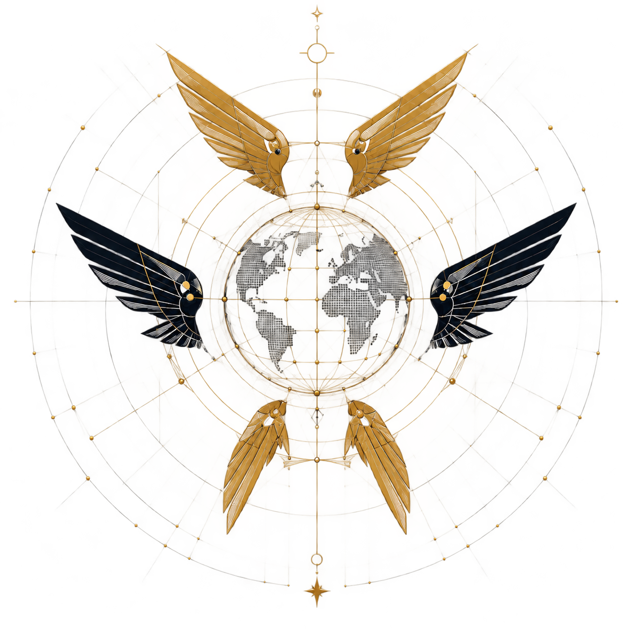 SERAPHIX World Globe with 3D Seraph Wings Emblem